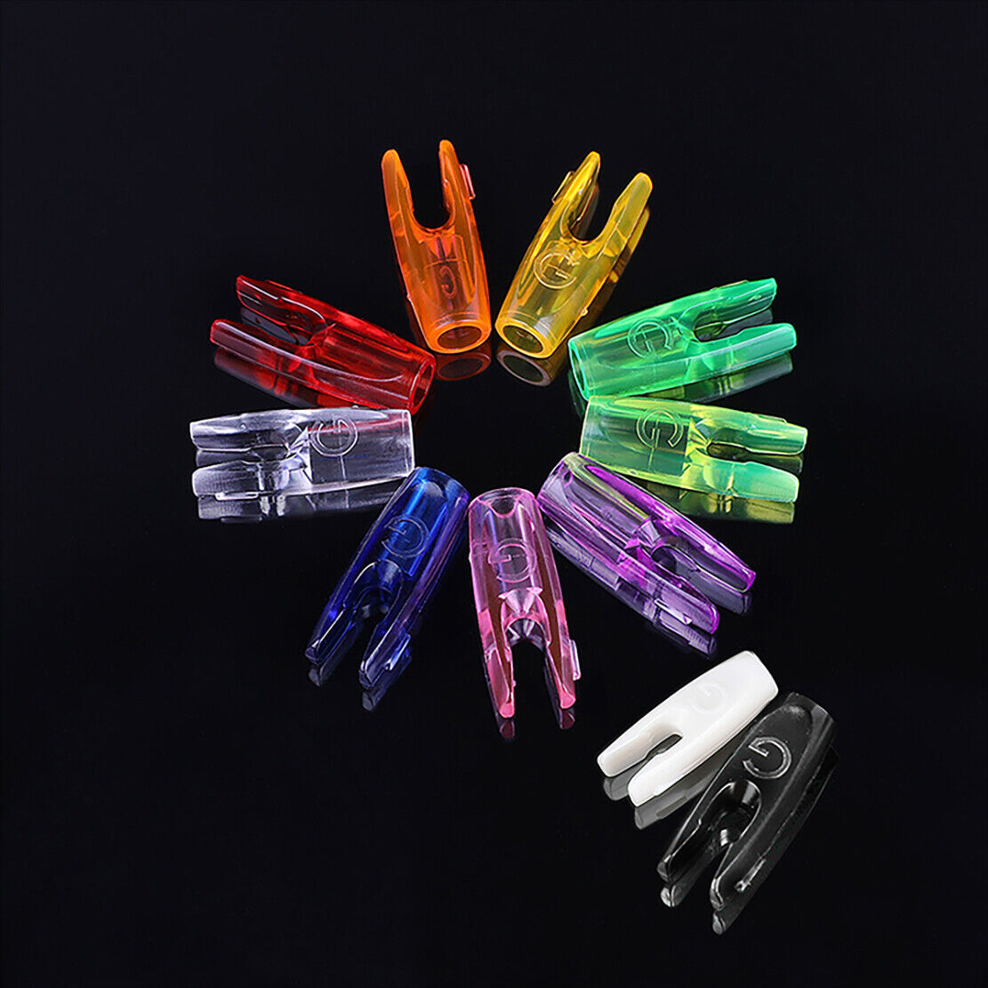 60pcs Arrow Nocks Plastic Tails Slot 3.2mm Pin Recurve Compound Bow Archery Target